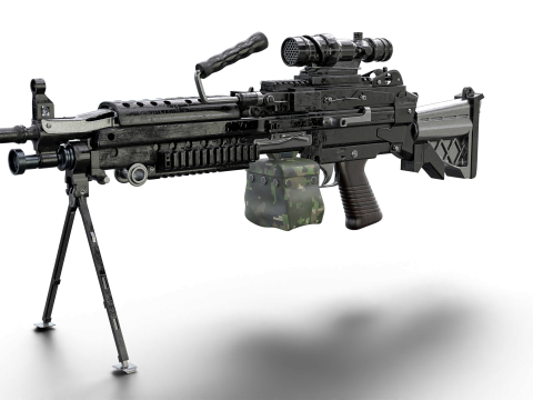 Heavy Tactical Belt-Fed LMG Game Ready 3D Model