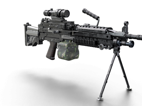 Heavy Tactical Belt-Fed LMG Game Ready 3D Model