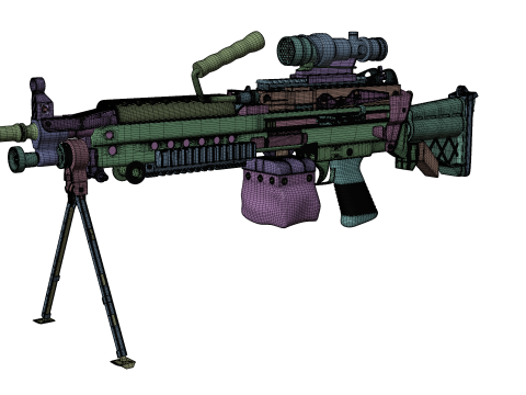 Heavy Tactical Belt-Fed LMG Game Ready 3D Model