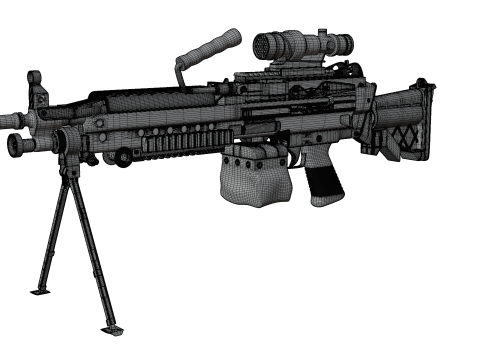 Heavy Tactical Belt-Fed LMG Game Ready 3D Model
