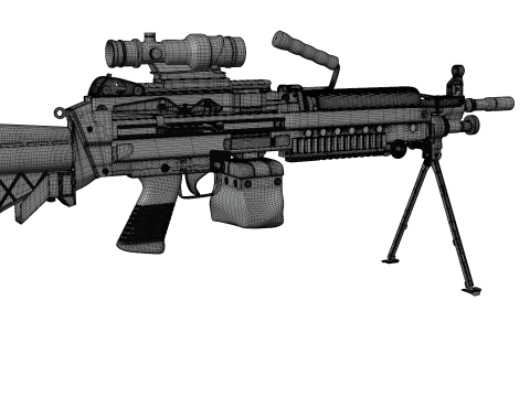 Heavy Tactical Belt-Fed LMG Game Ready 3D Model