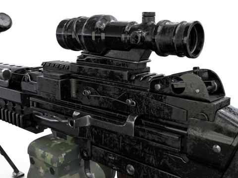Heavy Tactical Belt-Fed LMG Game Ready 3D Model