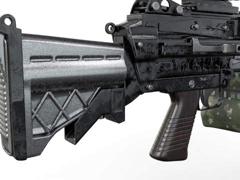 Heavy Tactical Belt-Fed LMG Game Ready 3D Model
