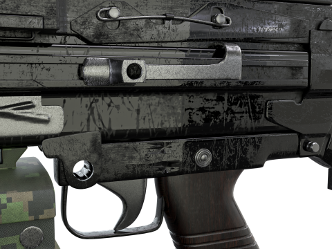 Heavy Tactical Belt-Fed LMG Game Ready 3D Model