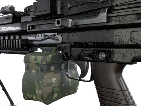 Heavy Tactical Belt-Fed LMG Game Ready 3D Model