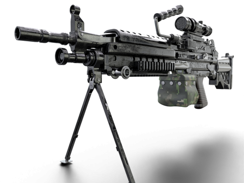 Heavy Tactical Belt-Fed LMG Game Ready Model 3D
