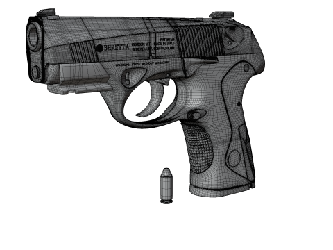 Beretta-Inspired Tactical Pistol Game Ready 3D 모델