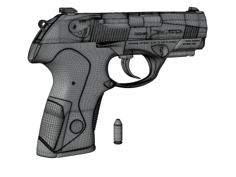 Beretta-Inspired Tactical Pistol Game Ready 3D 모델