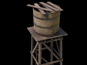 Wooden Water Tower 3D Model