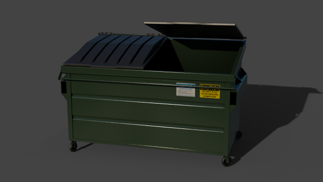 Industrial Garbage Dumpster Modello 3D .c4d .max .obj .3ds .fbx .stl .blend 