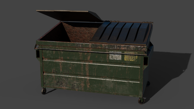 Industrial Garbage Dumpster Rusty Modelo 3D .c4d .max .obj .3ds .fbx .stl .blend 