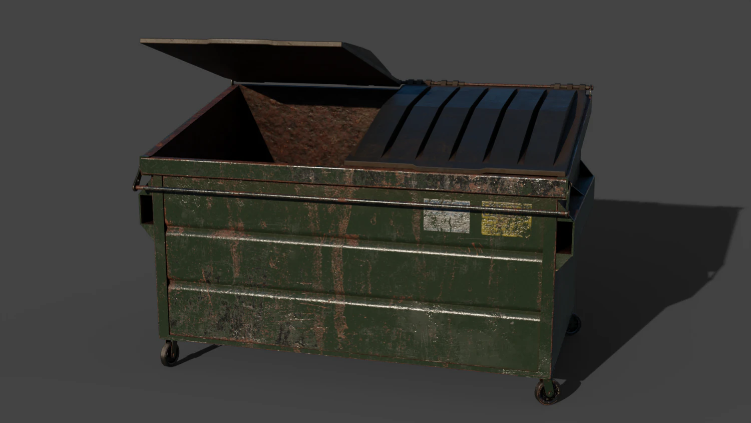 Industrial Garbage Dumpster Rusty 3D Model .c4d .max .obj .3ds .fbx .stl .blend 