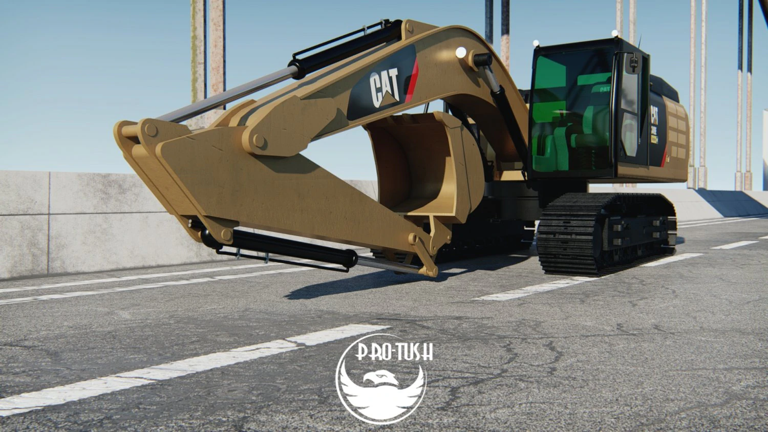 Caterpillar 349E 3D Model .c4d .max .obj .3ds .fbx .stl .blend