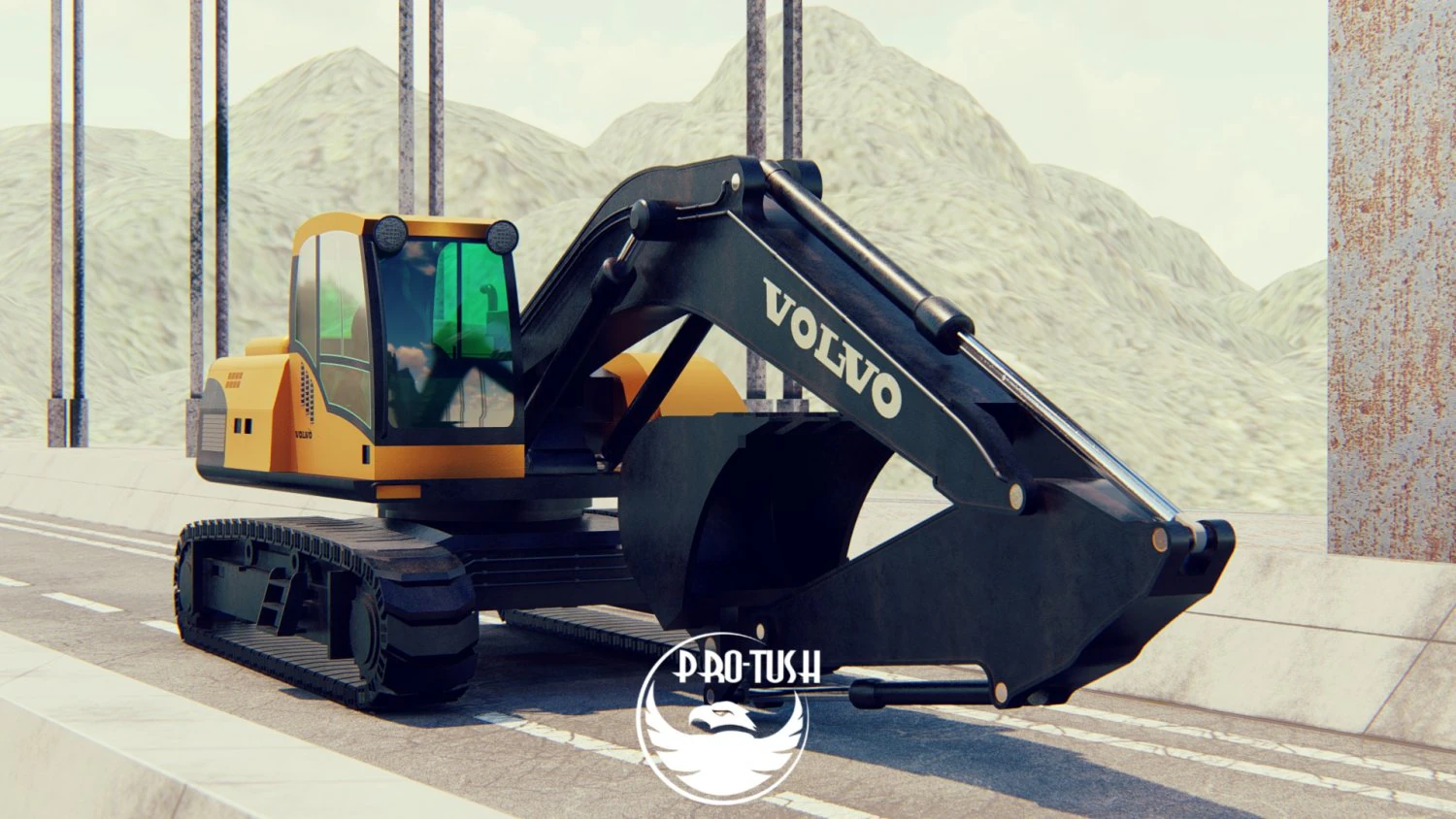 Caterpillar 349E 3D Model .c4d .max .obj .3ds .fbx .stl .blend