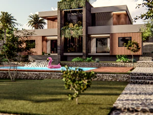 Luxurious Villa in Verdant Surroundings 3D Model