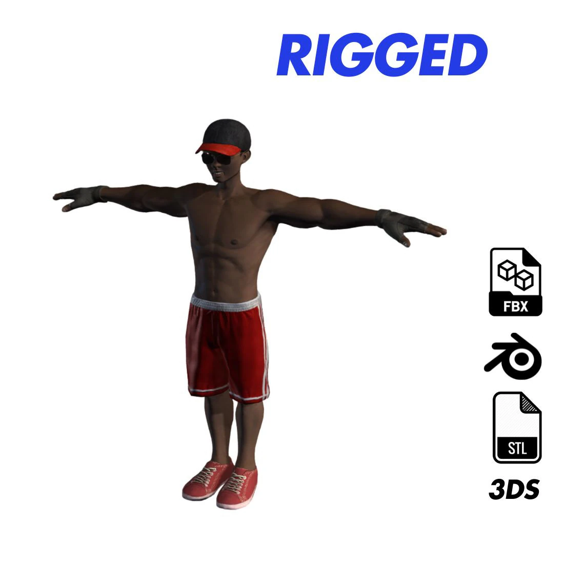 3D Character Model Low Poly Casual Male Game Ready Low-poly 3D Model .c4d .max .obj .3ds .fbx .stl .blend 