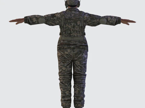 3D Character Model Low Poly Soldier Game Ready Low-poly 3D Model