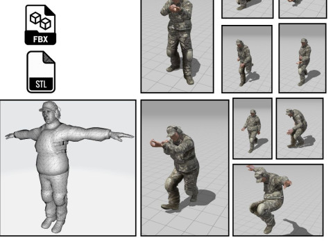 3D Character Model Low Poly Soldier Game Ready Low-poly 3D Модель