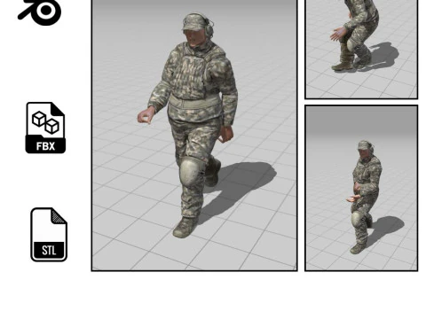 3D Character Model Low Poly Soldier Game Ready Low-poly 3D Model