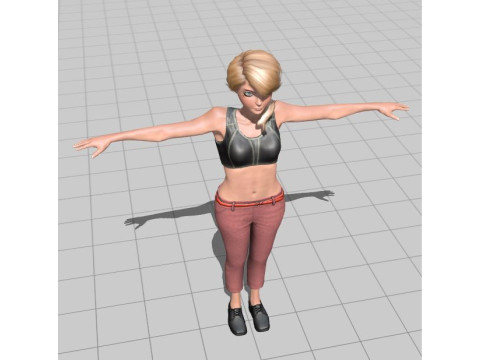 3D Character Girl Model Cute Low Poly Cartoon Female Rigged Game Ready FBX OBJ STL STP Modèle 3D