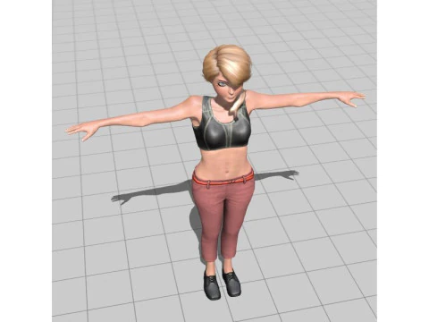 3D Character Girl Model Cute Low Poly Cartoon Female Rigged Game Ready FBX OBJ STL STP 3D Model