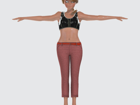 3D Character Girl Model Cute Low Poly Cartoon Female Rigged Game Ready FBX OBJ STL STP 3D Модель