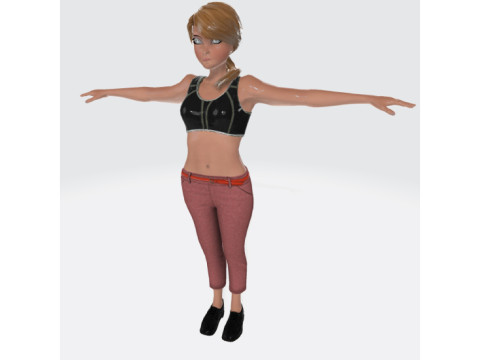 3D Character Girl Model Cute Low Poly Cartoon Female Rigged Game Ready FBX OBJ STL STP 3D Модель