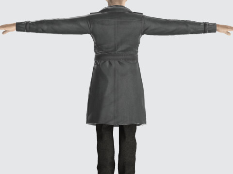 3D Character Model Middle-Aged Man in Trench Coat Model 3D