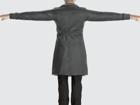 3D Character Model Middle-Aged Man in Trench Coat 3D Model