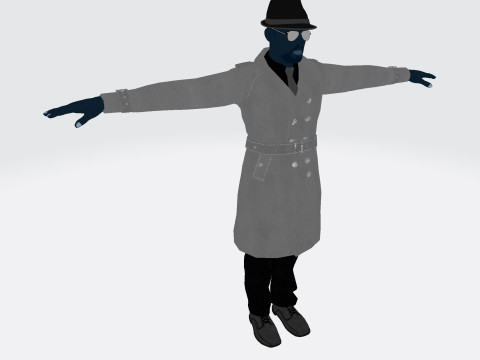 3D Character Model Middle-Aged Man in Trench Coat Model 3D