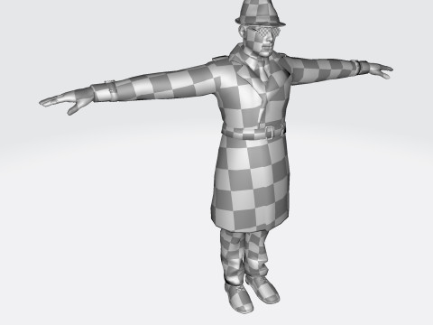 3D Character Model Middle-Aged Man in Trench Coat Model 3D