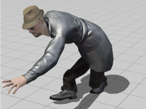 3D Character Model Middle-Aged Man in Trench Coat Model 3D