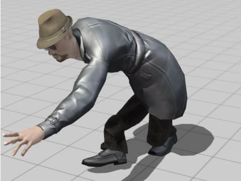 3D Character Model Middle-Aged Man in Trench Coat 3D Model