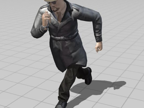 3D Character Model Middle-Aged Man in Trench Coat Model 3D