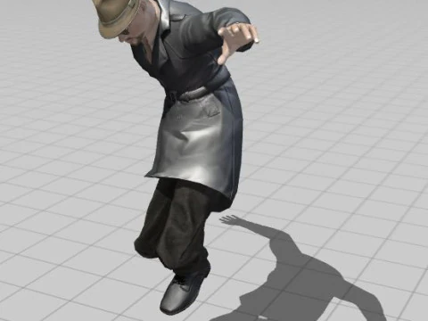 3D Character Model Middle-Aged Man in Trench Coat 3D Model