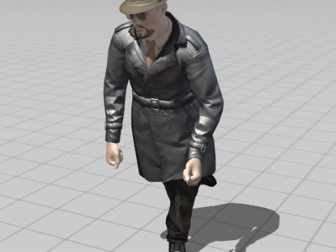 3D Character Model Middle-Aged Man in Trench Coat Model 3D
