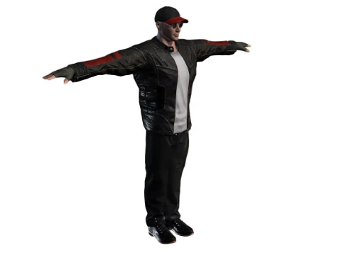 3D-personagemodel stedelijke man met jas Game Ready 3D Model