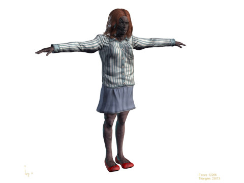 Rigged Animated Zombie Woman 3D Character 3D 模型