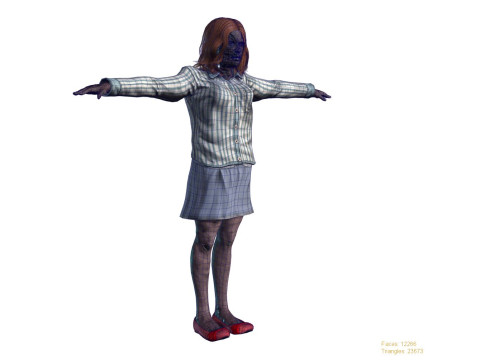 Rigged Animated Zombie Woman 3D Character 3D 模型