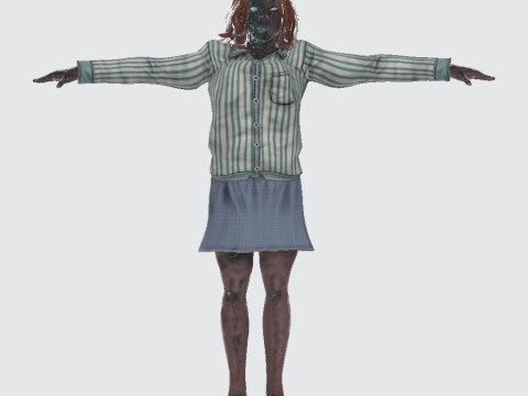 Rigged Animated Zombie Woman 3D Character 3D 模型