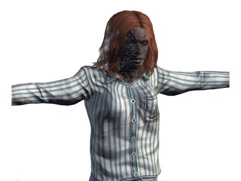 Rigged Animated Zombie Woman 3D Character 3D 模型