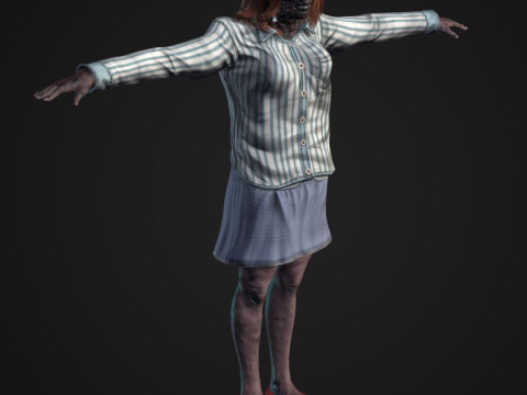 Rigged Animated Zombie Woman 3D Character 3D 模型