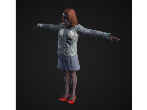 Rigged Animated Zombie Woman 3D Character 3D 模型