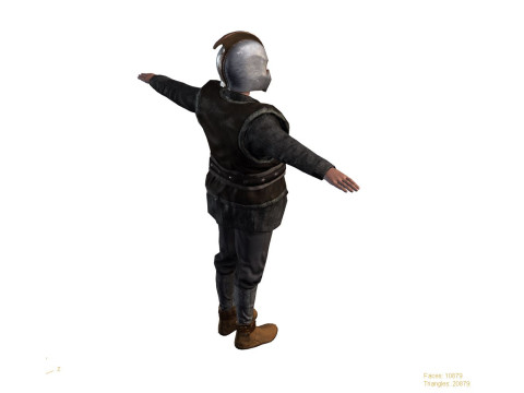 Low Poly Fantasy Warrior Rigged Animated 3D Model