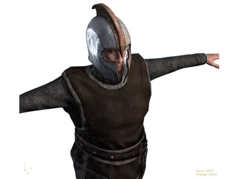 Low Poly Fantasy Warrior Rigged Animated 3D Model