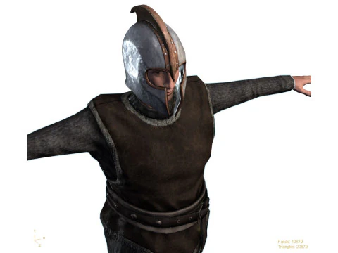 Low Poly Fantasy Warrior Rigged Animated 3D Model