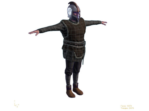 Low Poly Fantasy Warrior Rigged Animated 3D Model