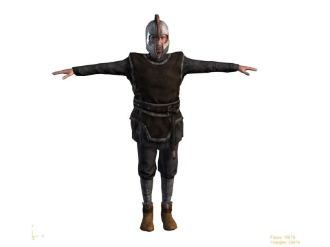 Low Poly Fantasy Warrior Rigged Animated 3D Model