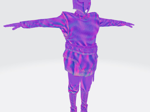 Low Poly Fantasy Warrior Rigged Animated 3D Model