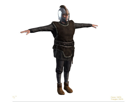 Low Poly Fantasy Warrior Rigged Animated 3D Model